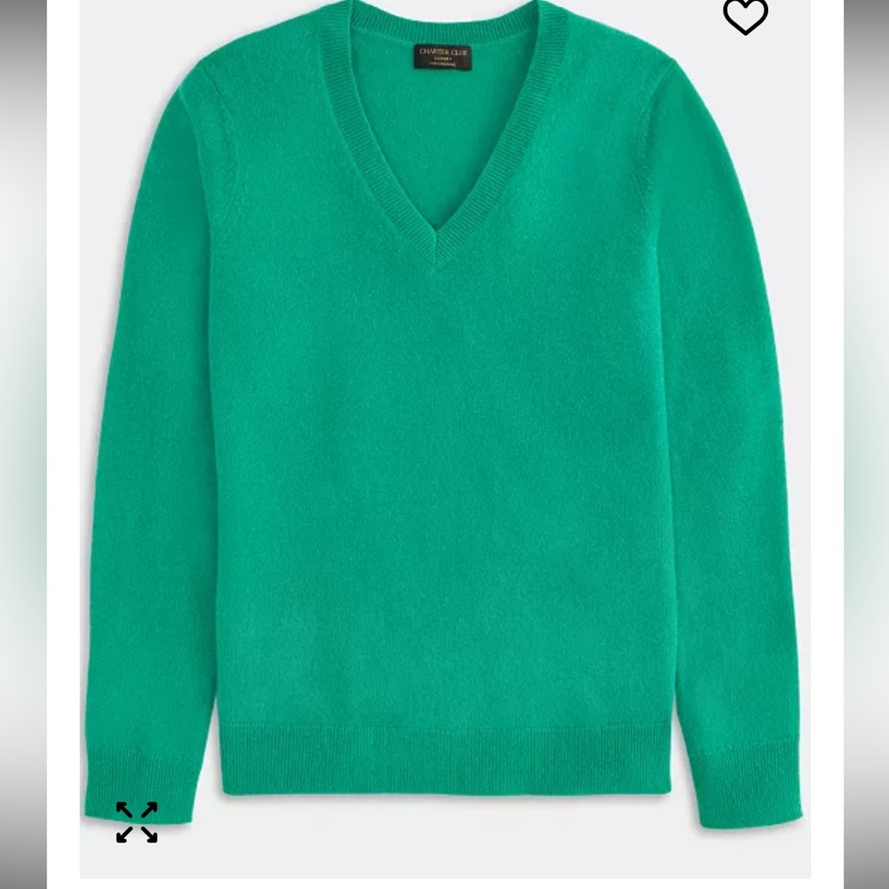 Green V-Neck Sweater 100% Cashmere Women's V-Neck Long-Sleeve Sweater, Macy's